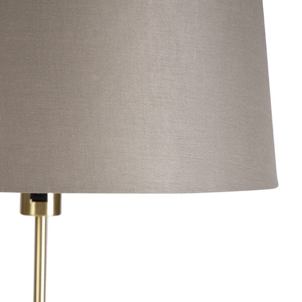 Vloerlamp goud/messing met linnen kap taupe 45 cm - Parte - Afbeelding 2