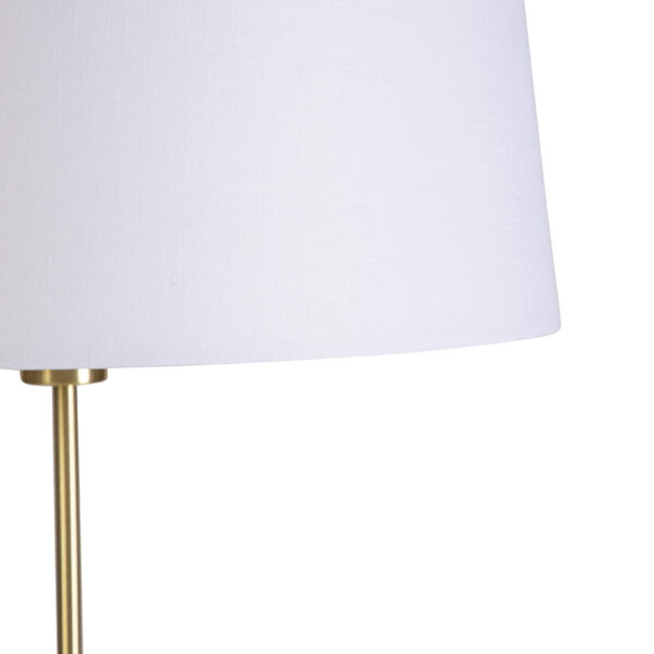 Vloerlamp goud/messing met linnen kap wit 45 cm - Parte - Afbeelding 2
