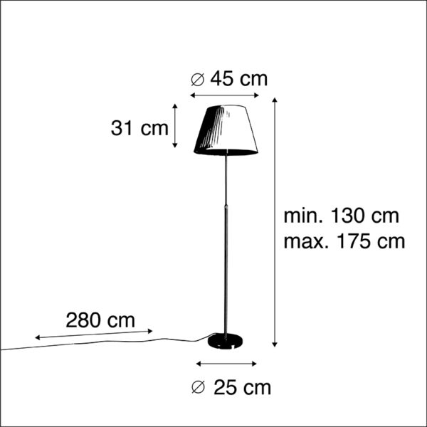 Vloerlamp goud/messing met plisse kap crème 45 cm - Parte - Afbeelding 3