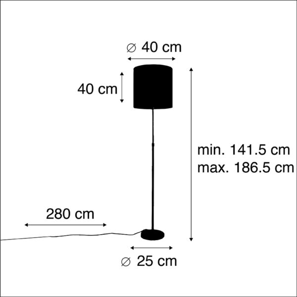 Vloerlamp goud/messing met velours kap blauw 40/40 cm - Parte - Afbeelding 3