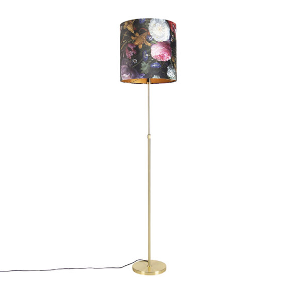 vloerlampen Vloerlamp met velours kap bloemen cm Parte StofStaal Multicolor Hou jij wel van een klassieke touch in je Dan is deze vloerlamp echt iets voor Een
