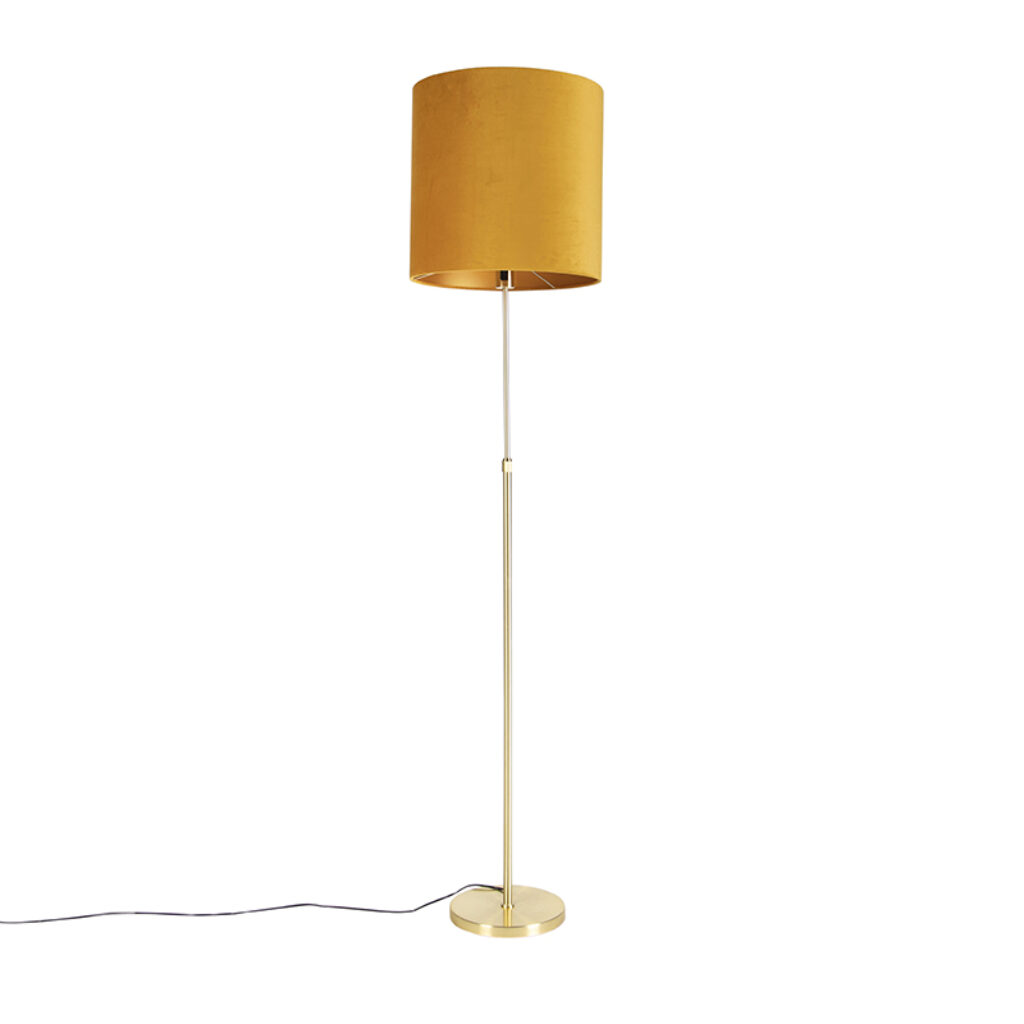 vloerlampen Vloerlamp met velours kap geel cm Parte StofStaal Geel Hou jij wel van een klassieke touch in je Dan is deze vloerlamp echt iets voor Een moderne