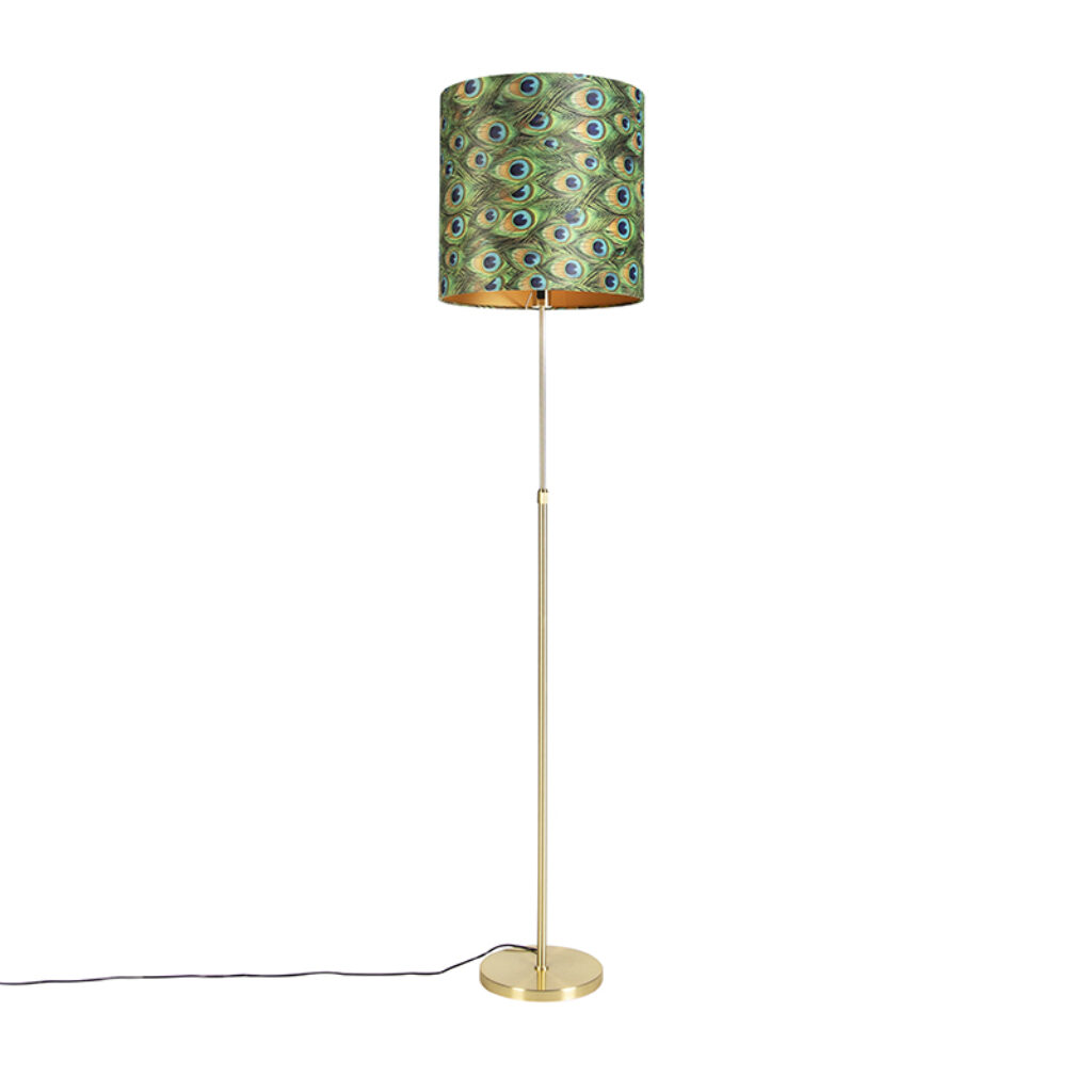vloerlampen Vloerlamp met velours kap pauw cm Parte StofStaal Pauw veren print Hou jij wel van een klassieke touch in je Dan is deze vloerlamp echt iets voor