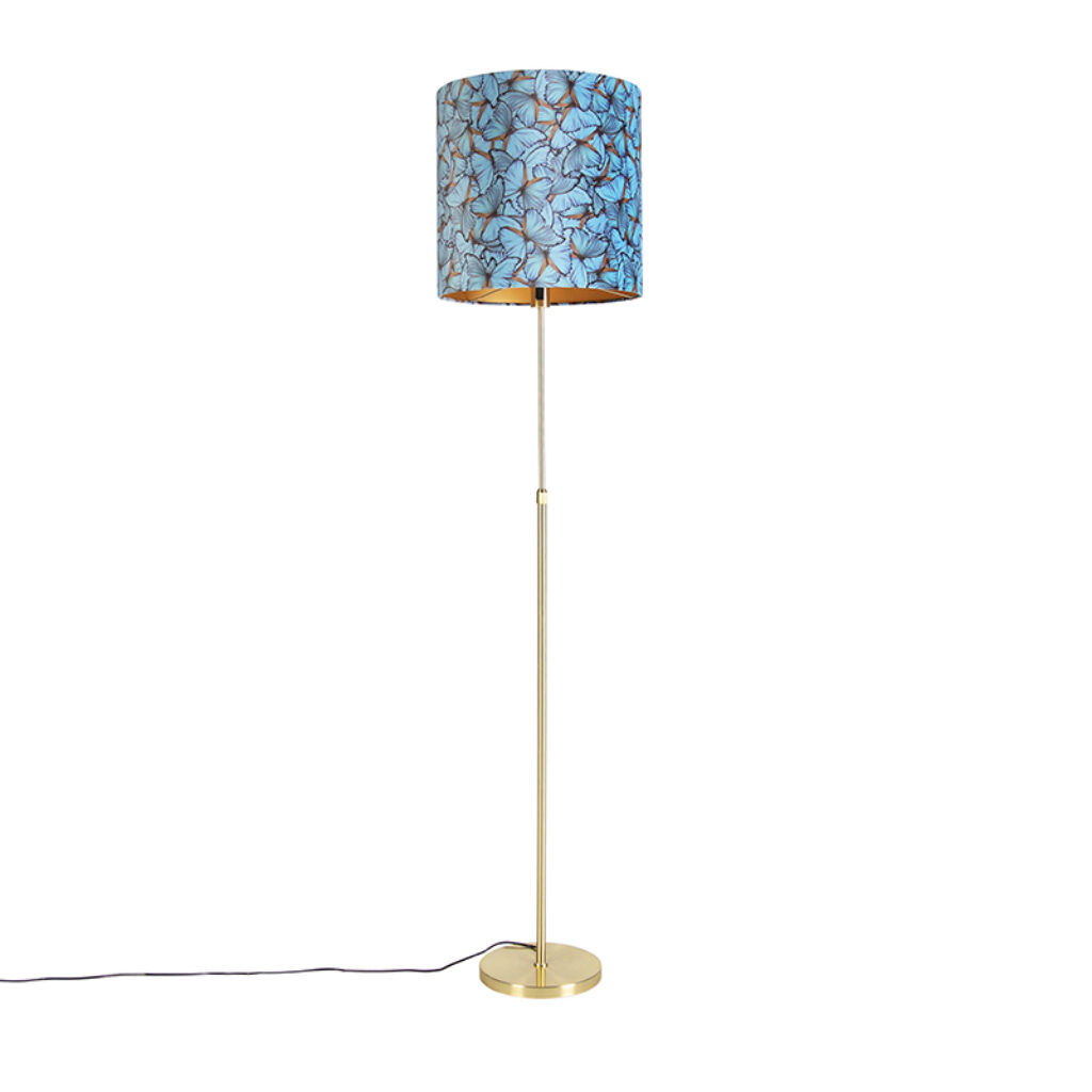 vloerlampen Vloerlamp met velours kap vlinders cm Parte StofStaal Multicolor Hou jij wel van een klassieke touch in je Dan is deze vloerlamp echt iets voor Een