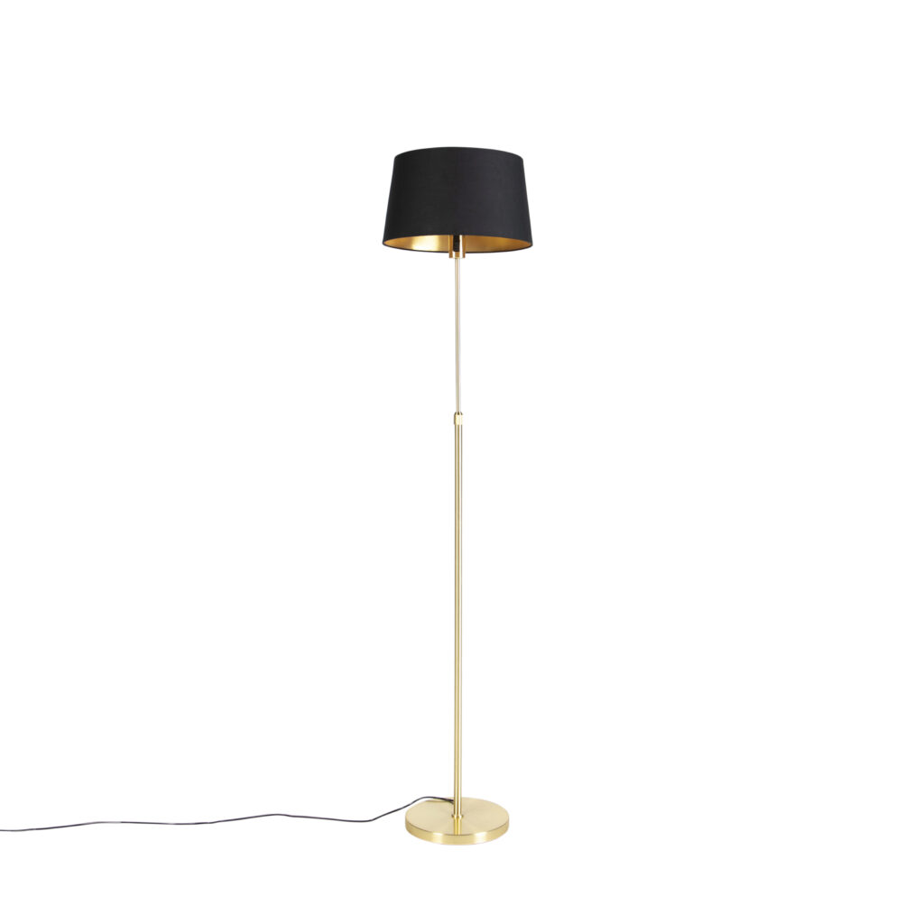 vloerlampen Vloerlamp met zwarte kap 35 cm verstelbaar Parte StaalStof Zwart Hou jij wel van een klassieke touch in je Dan is deze vloerlamp echt iets voor Een