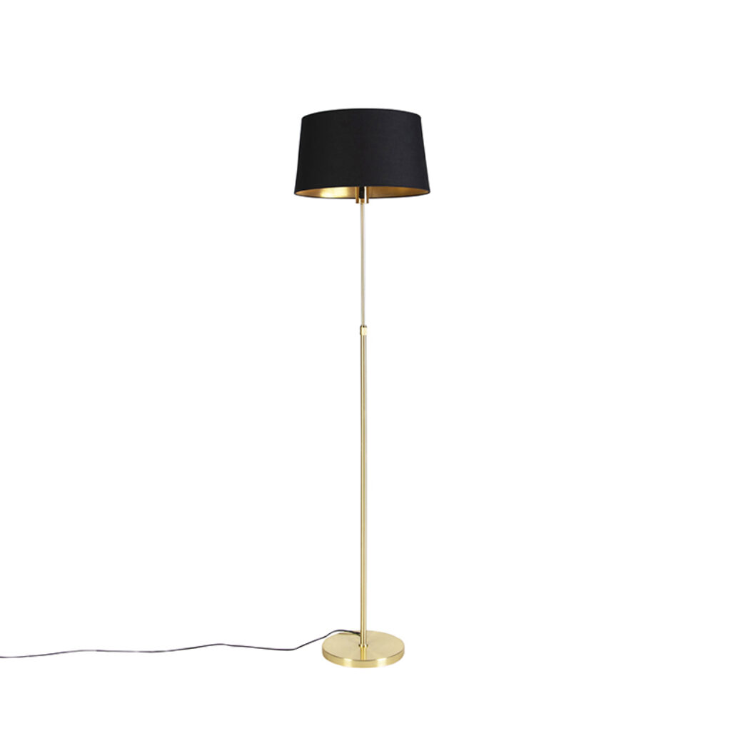 vloerlampen Vloerlamp met zwarte kap 45 cm verstelbaar Parte StaalStof Zwart Hou jij wel van een klassieke touch in je Dan is deze vloerlamp echt iets voor Een