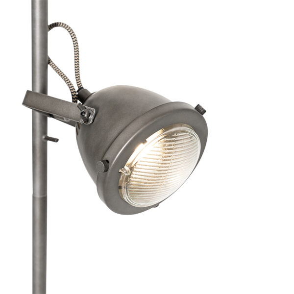 Industriële vloerlamp staal met hout 2-lichts - Emado - Afbeelding 2