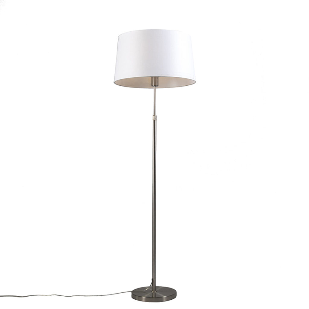 vloerlampen Vloerlamp staal met kap wit 45 cm verstelbaar Parte KunststofMetaal Staal Hou jij wel van een minimalistische touch in je Dan is deze vloerlamp echt