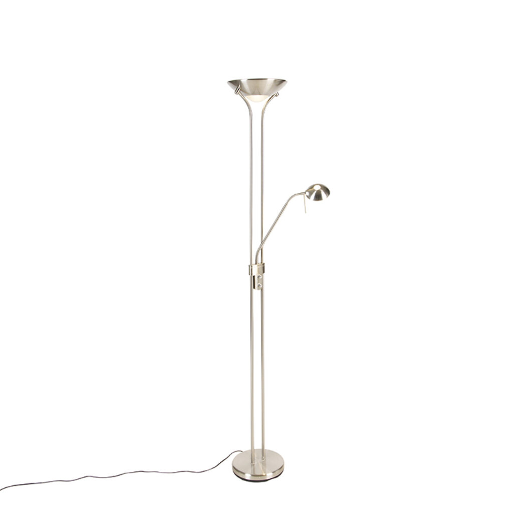 vloerlampen Vloerlamp staal met leeslamp incl. LED dimbaar in Kelvin Diva GlasStaal Staal De van heeft een prachtig uiterlijk zoals je bij naam als kunt
