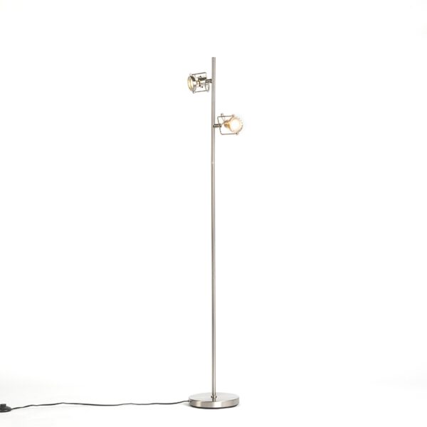 Industriële vloerlamp staal 2-lichts - Suplux - Afbeelding 2