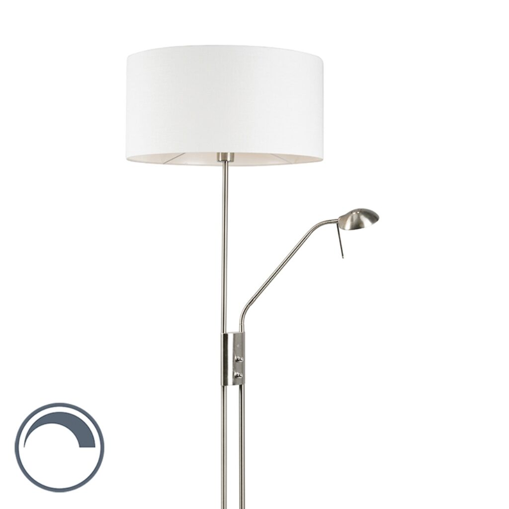 vloerlampen Vloerlamp staal en wit met verstelbare leesarm Luxor MetaalStof Wit De vloerlamp is niet alleen prachtig om te zien maar ook nog eens ontzettend