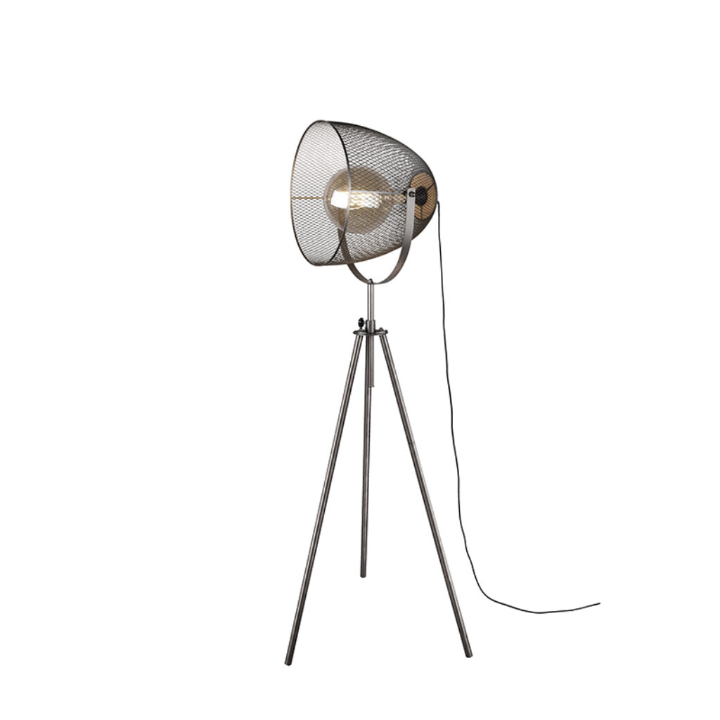vloerlampen vloerlamp tripod staal Ravi Staal Een stoere en unieke volledig afgewerkt in staal. Deze steelt de show Hij heeft een diameter van 69 cm is tevens