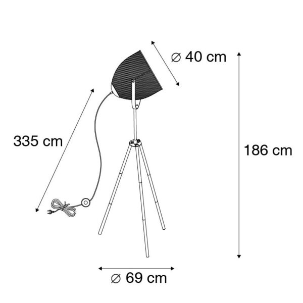 Industriële vloerlamp tripod staal - Ravi - Afbeelding 3