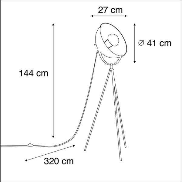 Industriële vloerlamp tripod zwart - Magna 40 Eglip - Afbeelding 3