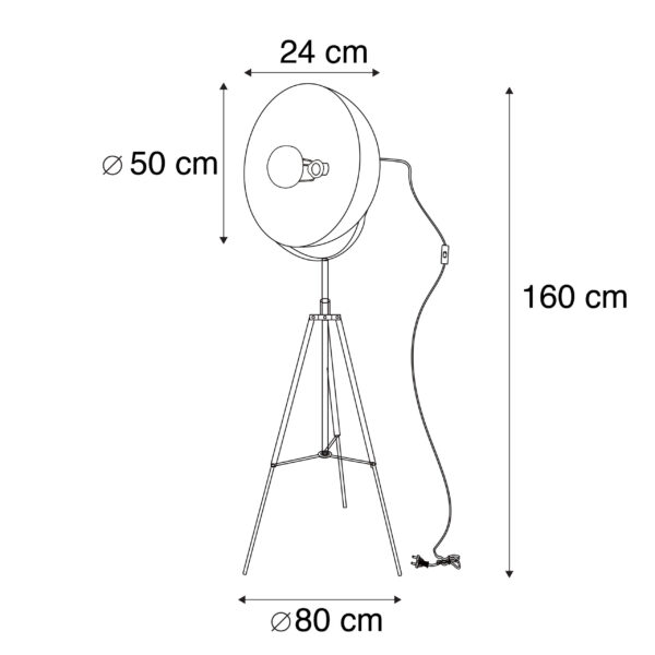 Industriële vloerlamp tripod zwart - Magna 50 Eglip - Afbeelding 3