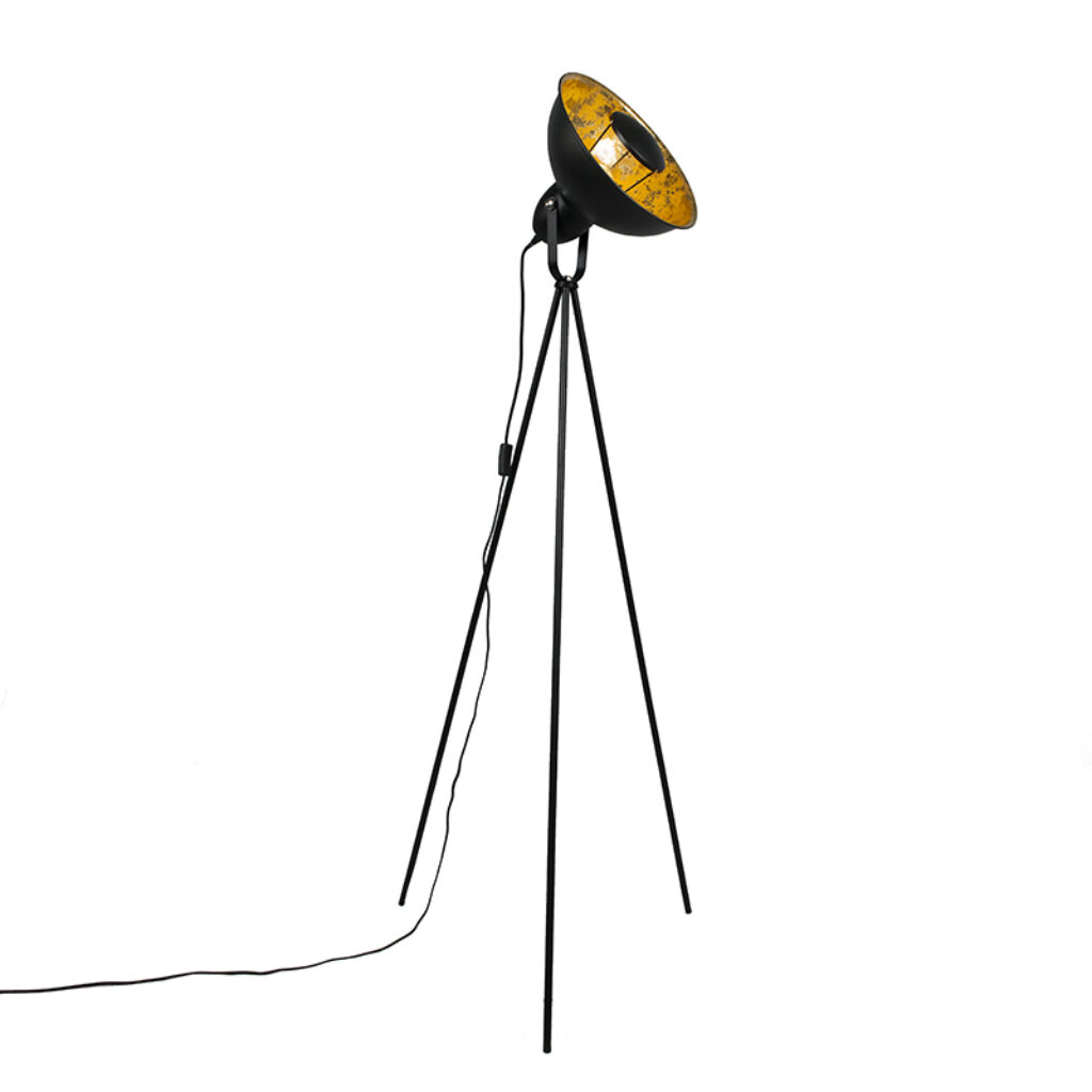 vloerlampen vloerlamp tripod zwart met goud Magna Basic 25 Staal Zwart De is van onze favorieten. Hij past perfect in een stoer en industrieel interieur. Een