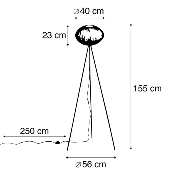 Industriële vloerlamp tripod zwart - Molly - Afbeelding 3