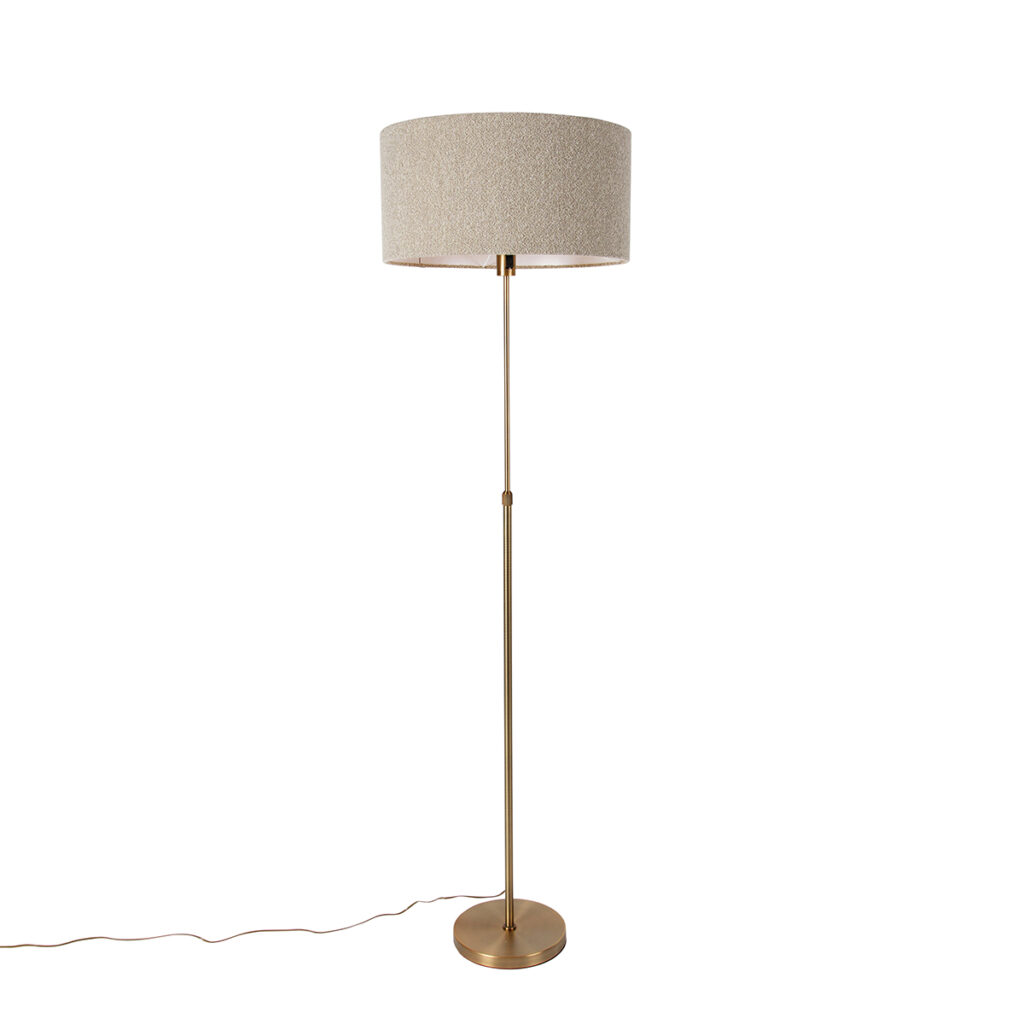 vloerlampen Vloerlamp verstelbaar brons met boucle kap taupe 50 cm Parte StofStaal Brons