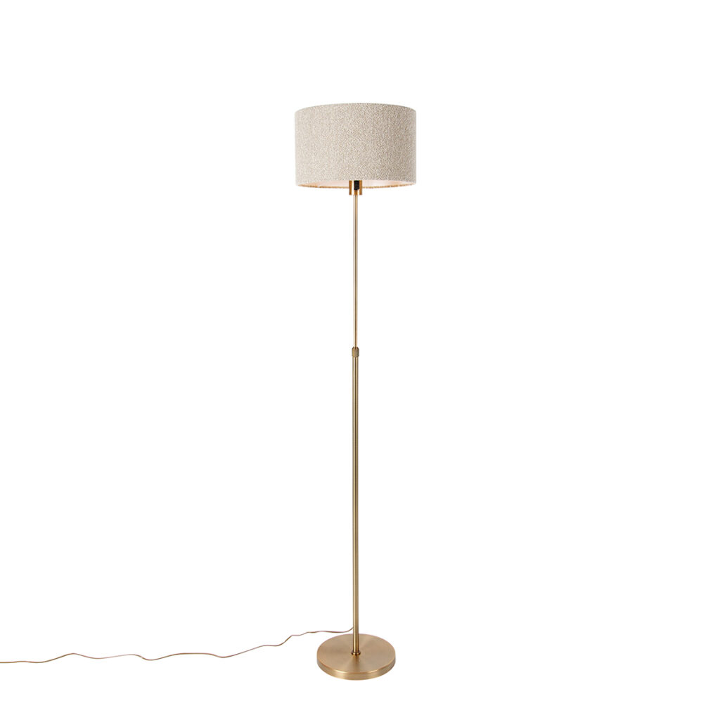 vloerlampen Vloerlamp verstelbaar brons met boucle kap taupe 35 cm Parte StaalStof Brons