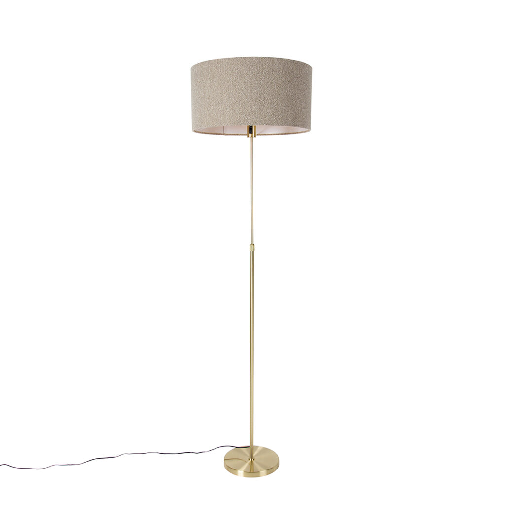 vloerlampen Vloerlamp verstelbaar goud met boucle kap taupe 50 cm Parte StaalStof
