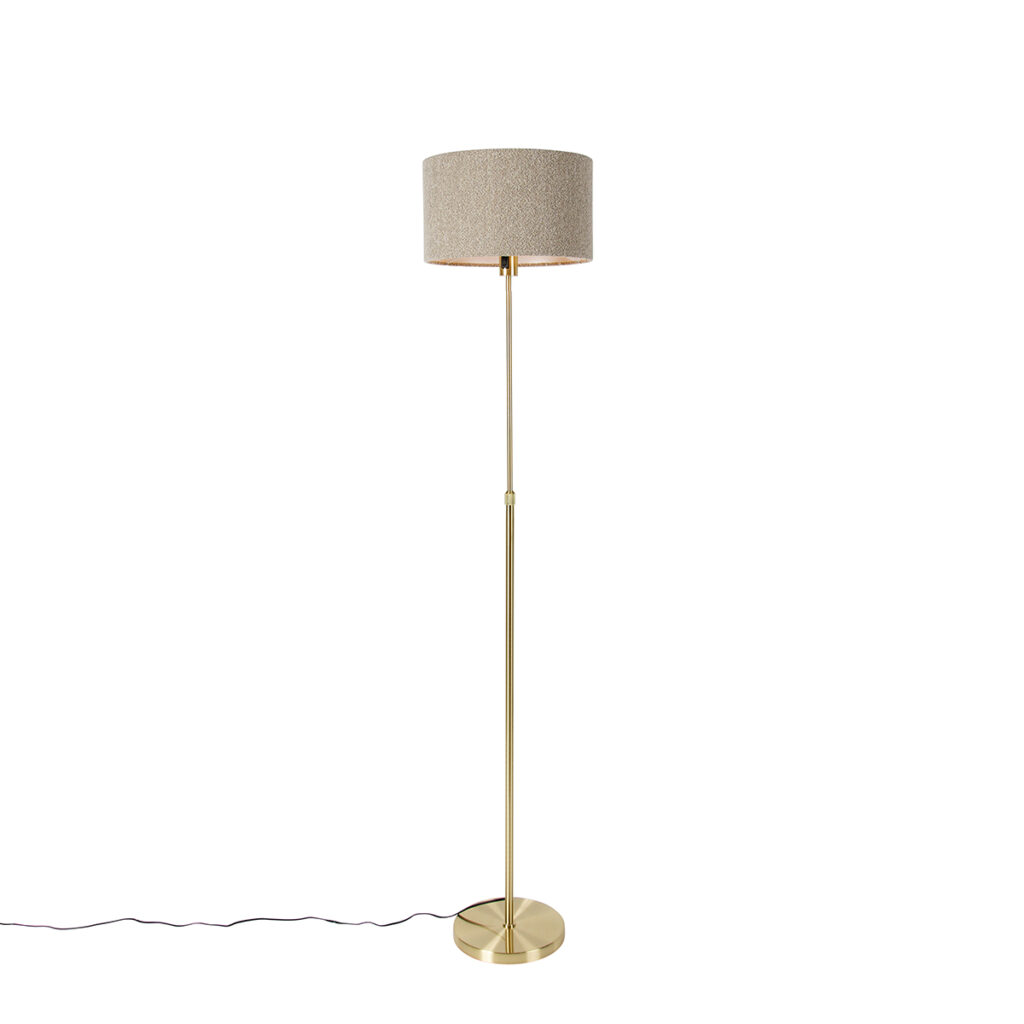 vloerlampen Vloerlamp verstelbaar goud met boucle kap taupe 35 cm Parte StofStaal