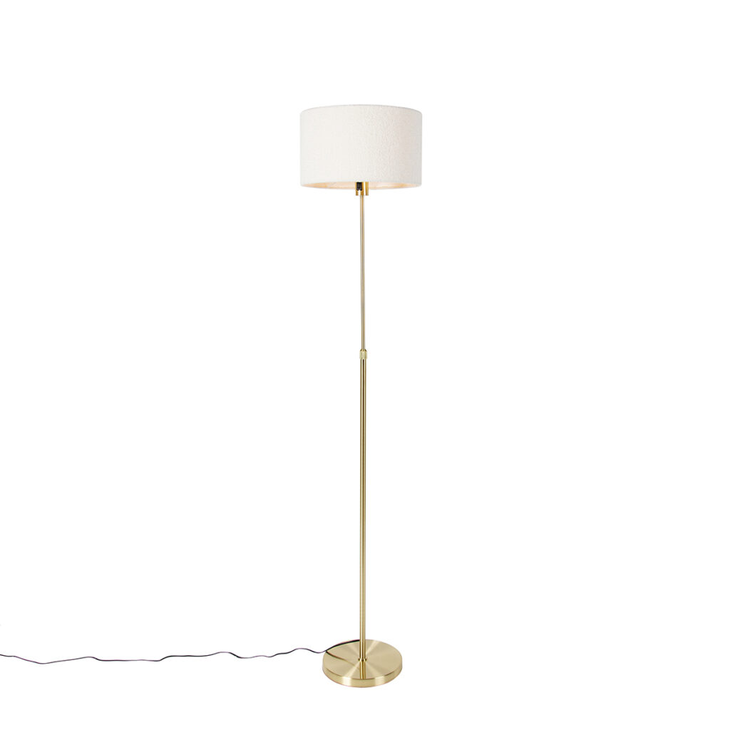 vloerlampen Vloerlamp verstelbaar goud met boucle kap wit 35 cm Parte StaalStof