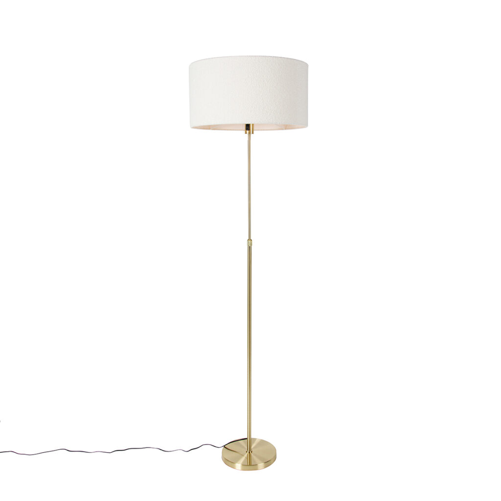 vloerlampen Vloerlamp verstelbaar goud met boucle kap wit 50 cm Parte StaalStof