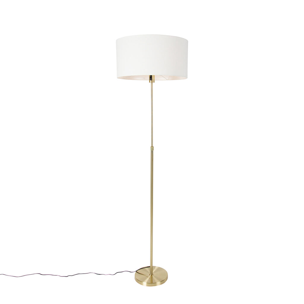 vloerlampen Vloerlamp verstelbaar goud met kap wit 50 cm Parte StaalStof