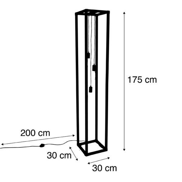 Industriële vloerlamp zwart 3-lichts - Big Cage - Afbeelding 3