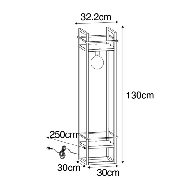 Industriële vloerlamp zwart - Cage Rack - Afbeelding 3