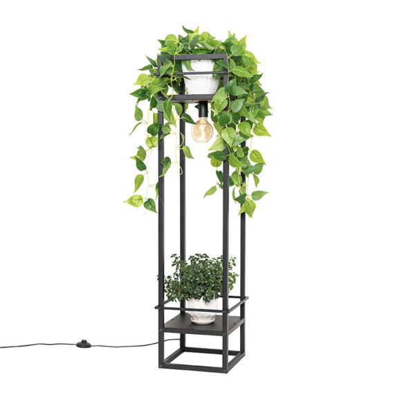 vloerlampen vloerlamp zwart Cage Rack Staal Zwart Hoe handig en gaaf is deze waarin je opbergruimte met sfeerverlichting kunt Super stijlvol om bijvoorbeeld een