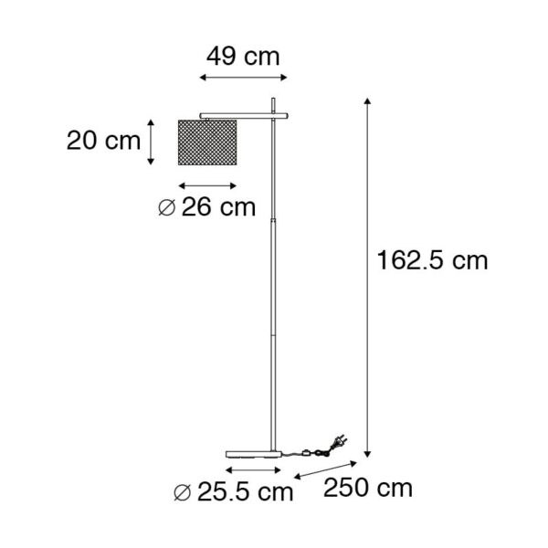 Industriële vloerlamp zwart - Drum Mesh - Afbeelding 3