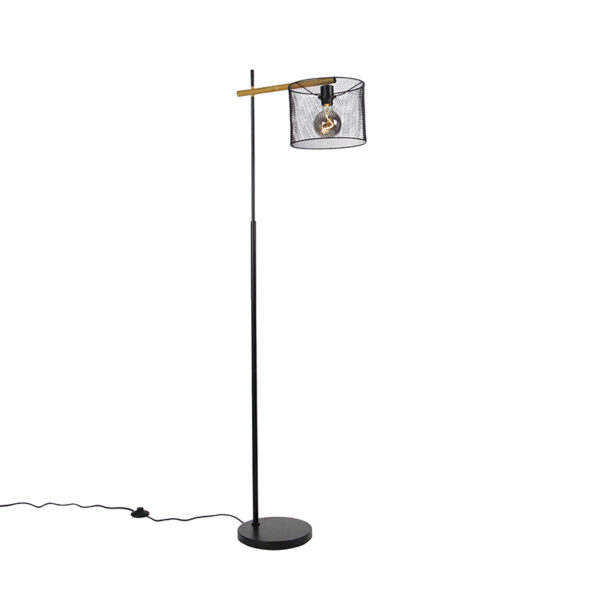 vloerlampen vloerlamp zwart Drum Mesh Staal Zwart is een lamp die indruk maakt dankzij zijn unieke open design en afwerking. De lampenkap waardoor je mooi