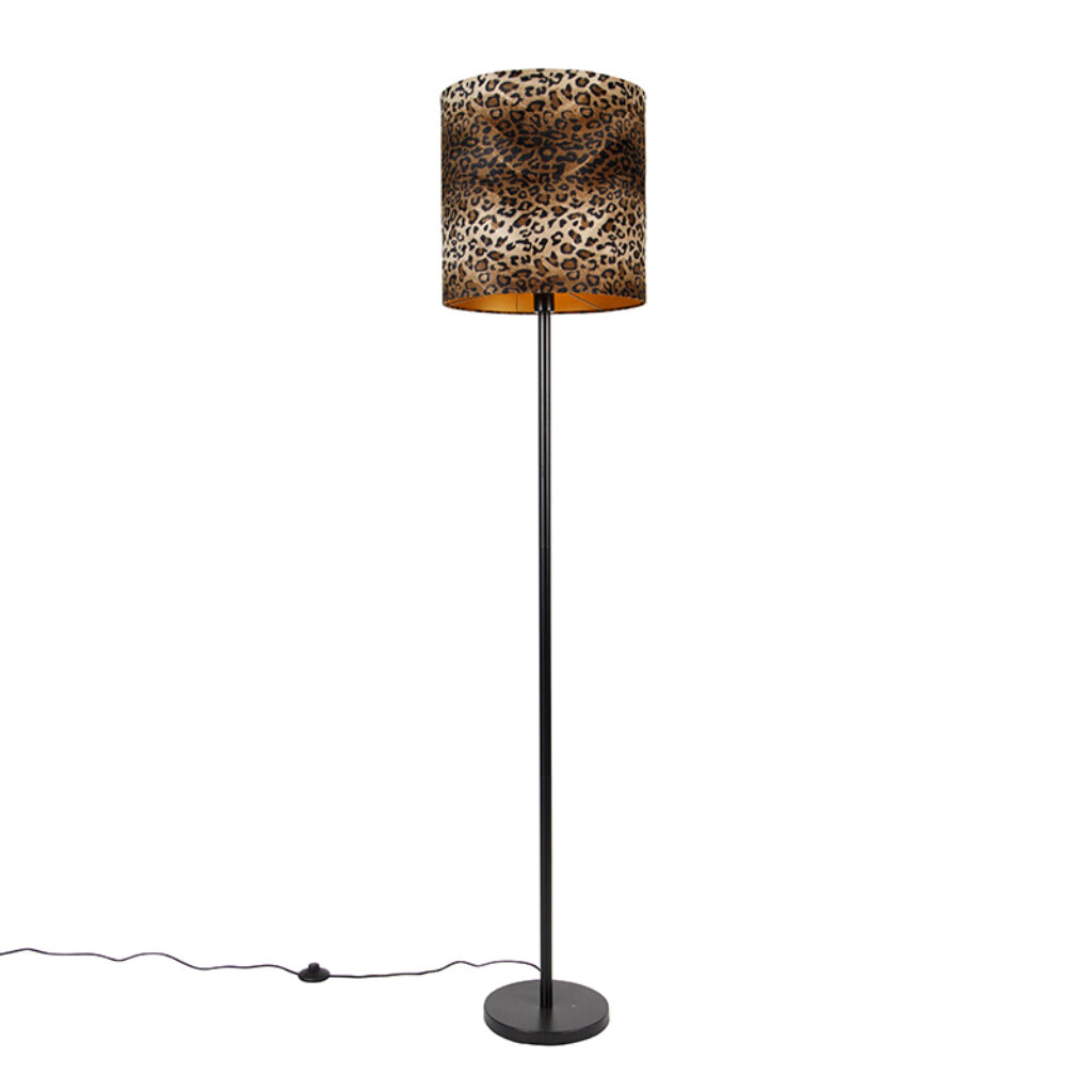 vloerlampen Vloerlamp zwart kap luipaard dessin 40 cm Simplo StaalStof Luipaard print Heb je behoefte aan een echte eyecatcher in Ga dan voor de vloerlamp.