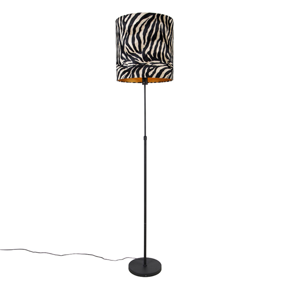 vloerlampen Vloerlamp zwart kap zebra dessin 40 cm verstelbaar Parte StaalStof Zebra print Een opvallende touch in je interieur met onze vloerlamp Parte.