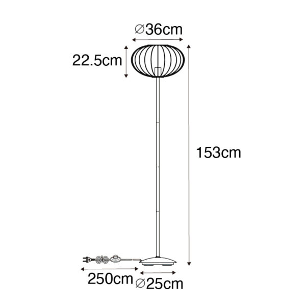 Industriële vloerlamp zwart 36 cm - Margarita - Afbeelding 3