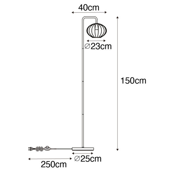 Industriële vloerlamp zwart 23 cm - Margarita - Afbeelding 3