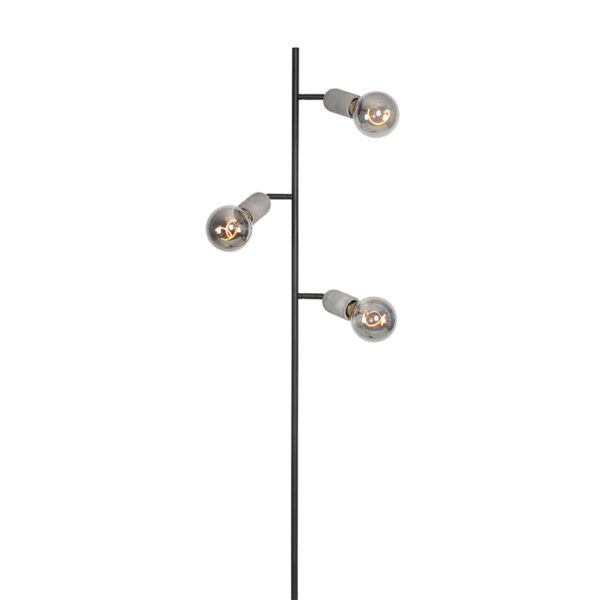 Industriële vloerlamp zwart met beton 3-lichts - Pedra - Afbeelding 2