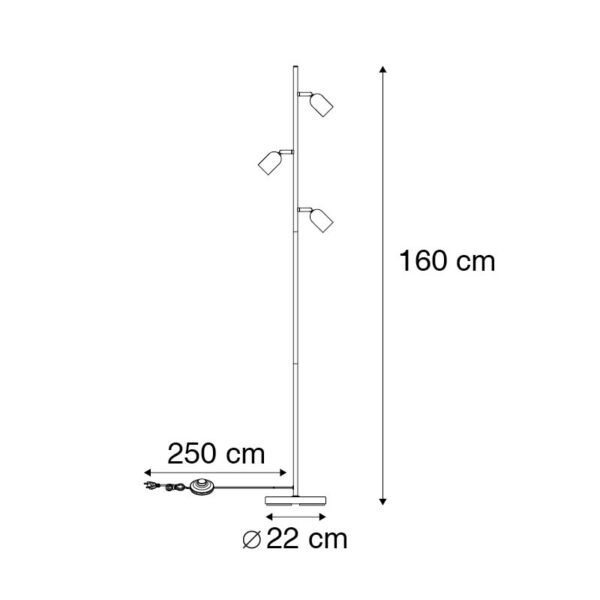 Industriële vloerlamp zwart met beton 3-lichts - Pedra - Afbeelding 3
