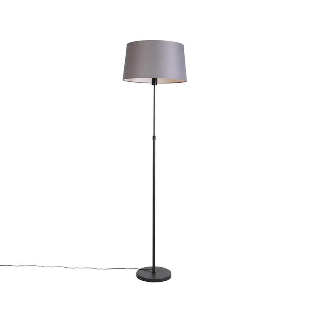 vloerlampen Vloerlamp zwart met donkergrijze linnen kap 45 cm Parte StofStaal Grijs Hou jij wel van een klassieke touch in je Dan is deze vloerlamp echt iets