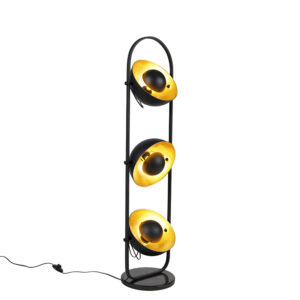 vloerlampen vloerlamp zwart met goud Emilienne Steen Beton Zwart Vloerlamp Novo is een stoer robuuste vloerlamp. Perfect voor in de hoek van woonkamer werkkamer