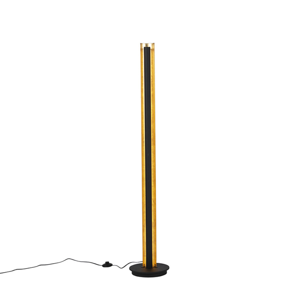 vloerlampen Vloerlamp zwart met goud incl. LED 3 staps dimbaar Malta AluminiumMetaal Zwart Een echt design stuk in huis deze vloerlamp. Hij is afgewerkt een