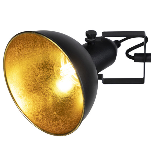 Industriële vloerlamp zwart met goud 3-lichts - Tommy - Afbeelding 2