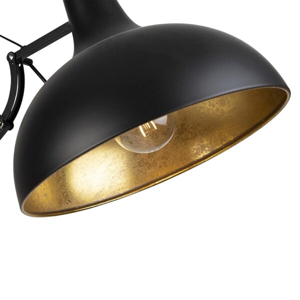 Industriële vloerlamp zwart met goud verstelbaar - Hobby - Afbeelding 2