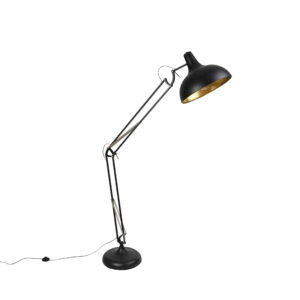 vloerlampen vloerlamp zwart met goud verstelbaar Hobby Metaal Zwart Een moderne lamp een vleugje design. Zo kun je het best omschrijven. Maar hij past ook