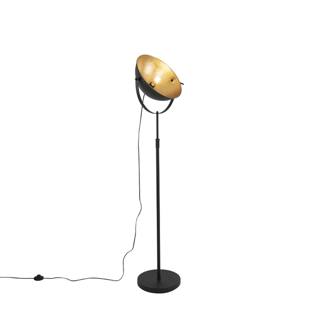 vloerlampen Vloerlamp zwart met goud 35 cm verstelbaar Magnax Staal Zwart Wauw wat een stoere vloerlamp is De lamp gemaakt van staal aan de buitenzijde hij en