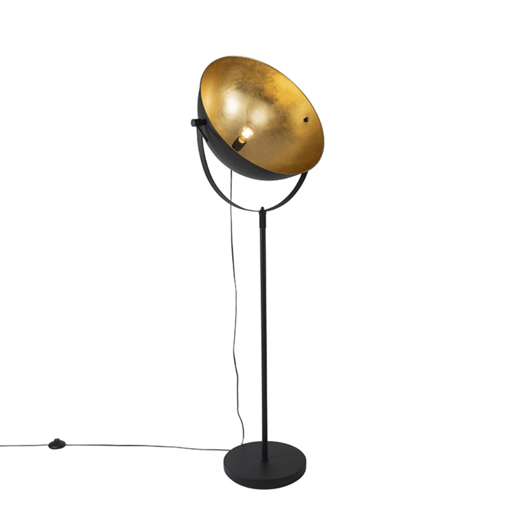 vloerlampen vloerlamp zwart 50 cm met goud verstelbaar Magnax Staal Zwart Onze steelt de show in huis. Deze is afgewerkt een tijdloze zwarte kleur en gouden