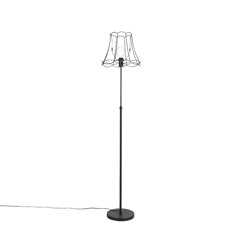 vloerlampen Vloerlamp zwart met Granny Frame 35 cm verstelbaar Parte Staal Zwart Authentiek in een nieuw Deze prachtige vloerlamp heeft het ontwerp van de oude