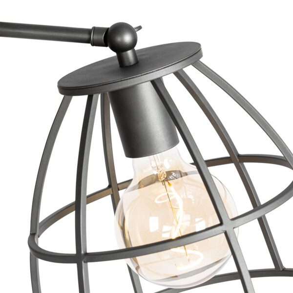 Industriële vloerlamp zwart met hout - Arthur - Afbeelding 2