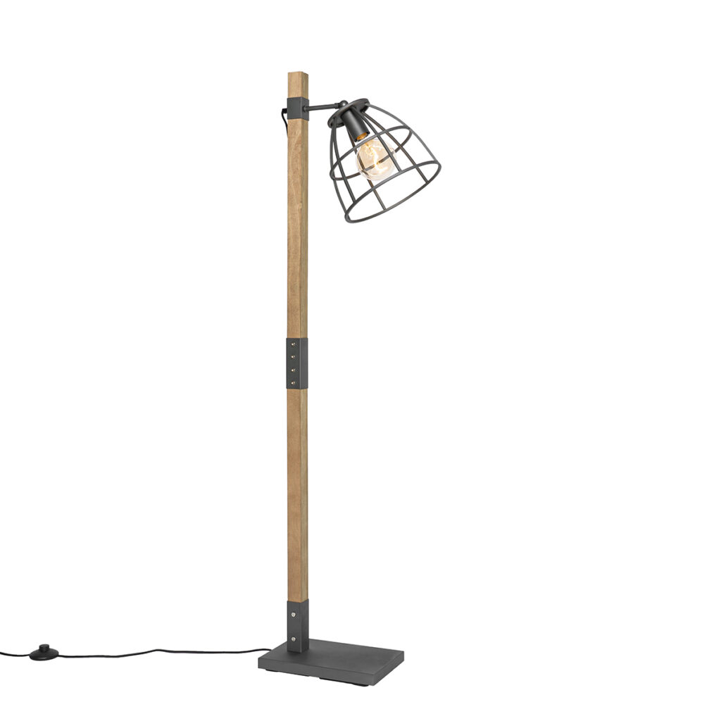 vloerlampen vloerlamp zwart met hout Arthur HoutStaal Bruin Zeg je industrieel interieur dan zeg Deze heeft een bruin zwarte kleur en is gemaakt van staal.